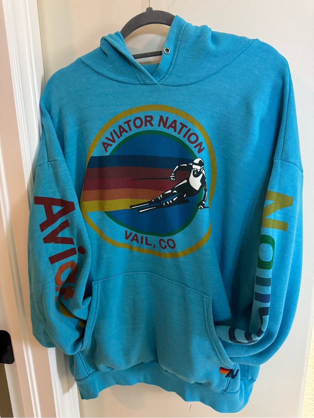 🌈Aviator Nation Teal Pullover Hoodie - Vail Graphic🌈
